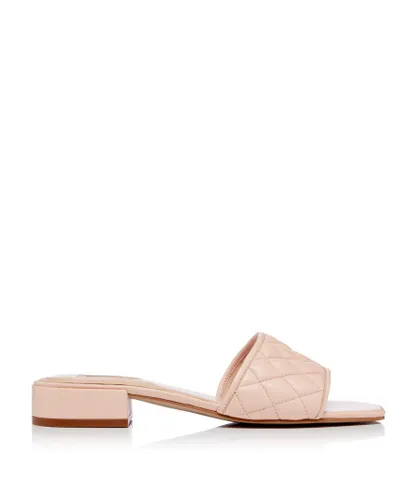 Dune London Womens NOVI Quilted Mules - Nude Leather