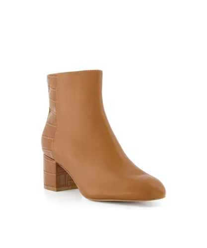 Dune London Womens OLEAH Block Heel Ankle Boots - Camel Leather