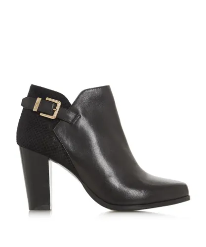 Dune London Womens OLERIA Mixed Upper Ankle Boots - Black Leather