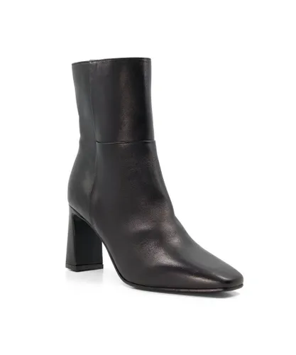 Dune London Womens ORLIE Leather Flare-Heel Ankle Boots - Black (archived)