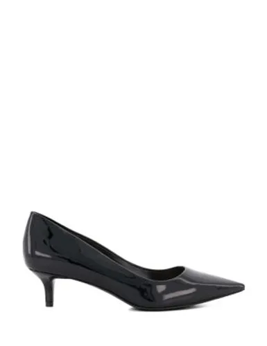 Dune London Womens Patent Kitten Heel Pointed Court Shoes - 4 - Black, Black
