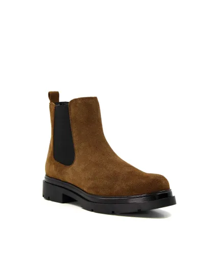 Dune London Womens PINOT Suede Chelsea Boots - Tan Leather (archived)