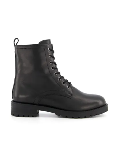Dune London Womens PRESTIN Lace-Up Leather Boots - Black