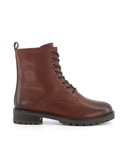 Dune London Womens PRESTIN Lace-Up Leather Boots - Brown (archived)