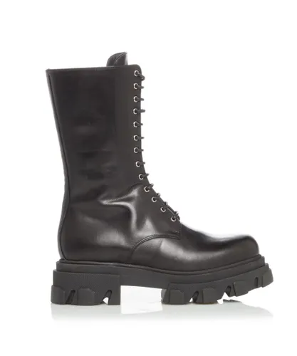 Dune London Womens ROSHI Extreme Sole Lace Up Boots - Black Leather