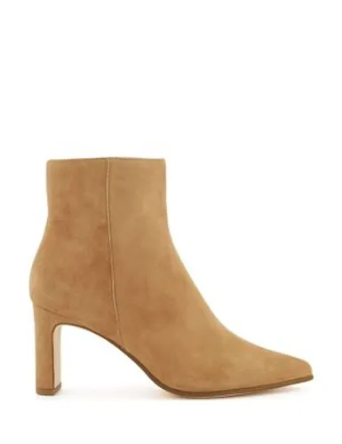 Dune London Womens Suede Block Heel Pointed Ankle Boots - 8 - Camel, Camel