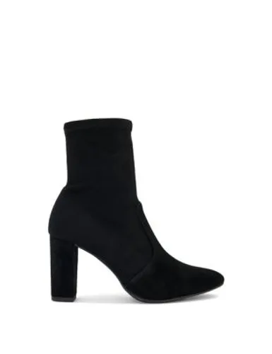 Dune London Womens Suede Block Heel Sock Boots - 5 - Black, Black