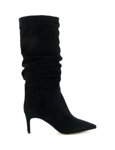 Dune London Womens Suede Stiletto Heel Pointed Knee High Boots - 8 - Black, Black
