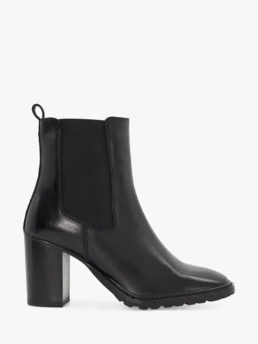 Dune Petition Leather Block Heel Ankle Boots, Black - Black-leather - Female