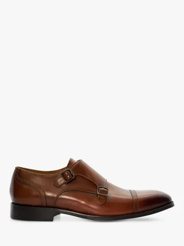 Dune Saloon Leather Double Monk Shoes - Dark Tan-leather - Male