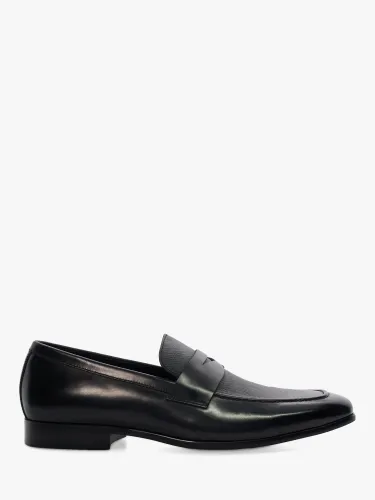 Dune Silvester Saffiano Leather Dress Loafers, Black - Black-leather - Male