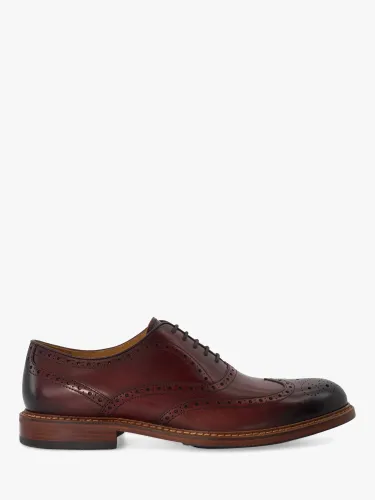 Dune Solihull Brogue Leather Oxford Shoes - Bordeaux - Male