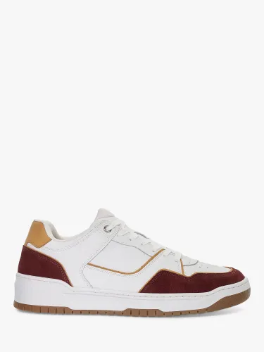 Dune Tainted Leather and Suede Trainers - Bordeaux/White - Male