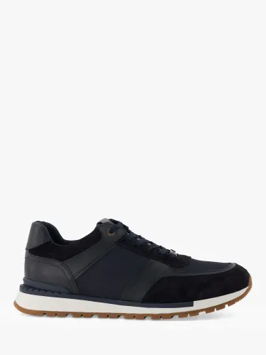Dune Titles Suede and Leather Trainers - Navy - Male