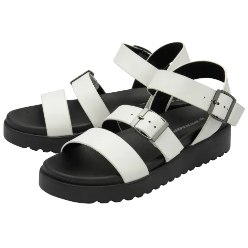DUNLOP Ladies Platform Gladiator Sandals - White - UK 3