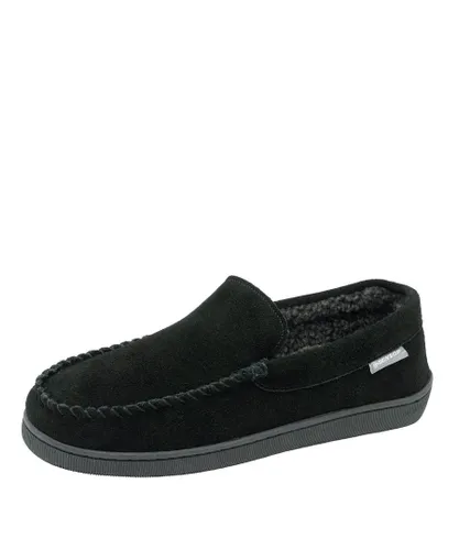 Dunlop Nathan Suede Leather Black Mens Slippers