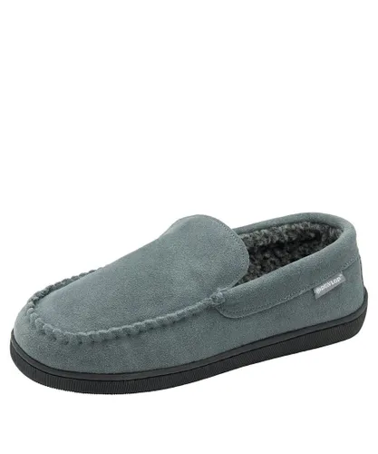 Dunlop Nathan Suede Leather Grey Mens Slippers