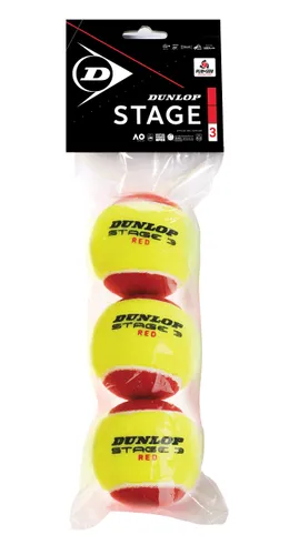 Dunlop Tennis Ball Stage 3 Red - for Kids and Beginners on