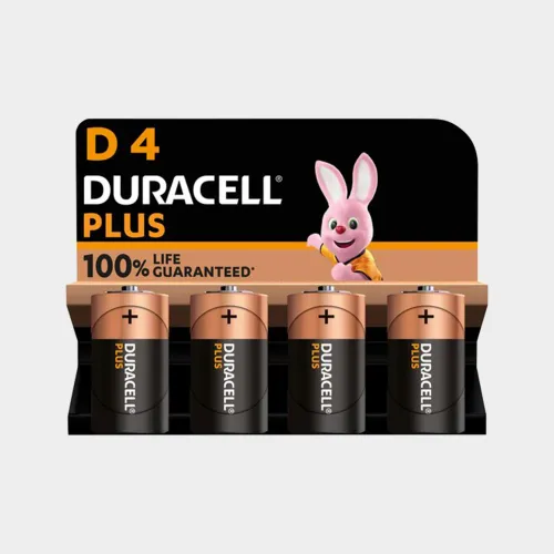 Duracell D Plus 100 Batteries (4 Pack) - Black, Black