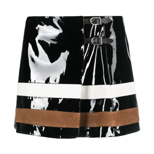 Durazzi Milano , Black and White Leather Skirt ,Multicolor female, Sizes: