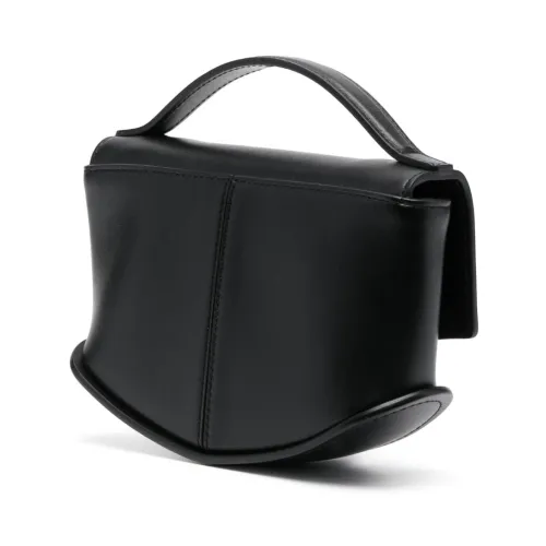Durazzi Milano , Black Smooth Leather Handbag with Silver Hardware ,Black female, Sizes: ONE SIZE