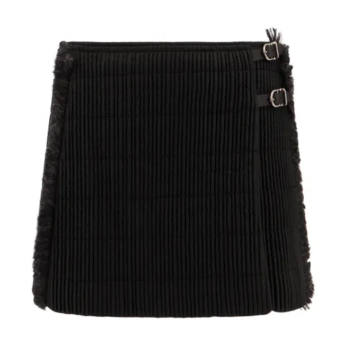 Durazzi Milano , Black Wrap Skirt with Leather Straps ,Black female, Sizes: