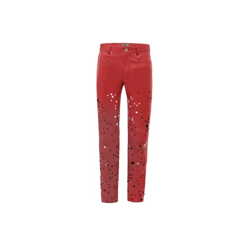Durazzi Milano , Red Leather Pants ,Red female, Sizes: