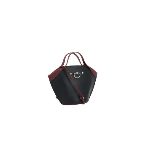 Durazzi Milano , Smooth Leather Handbag in Black and Burgundy ,Black female, Sizes: ONE SIZE