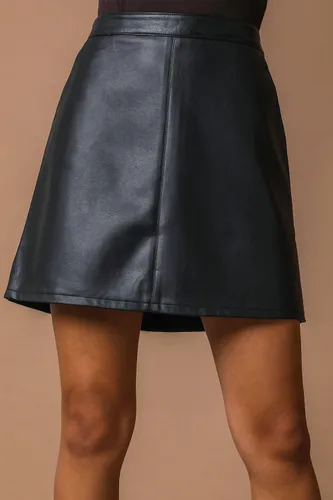 Dusk Fashion Faux Leather Mini Skirt in Black female
