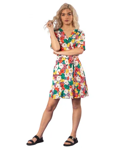 Dusk Womens Bold Floral Wrap Dress - Multicolour