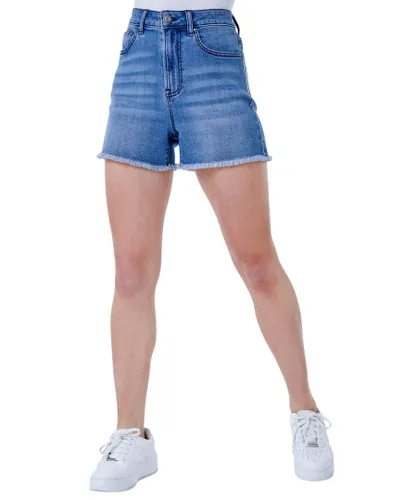 Dusk Womens Frayed Hem Denim Shorts - Blue