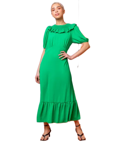 Dusk Womens Frill Collar Detail Midi Dress - Green