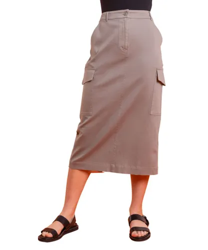 Dusk Womens Pocket Detail Utility Skirt - Khaki Cotton