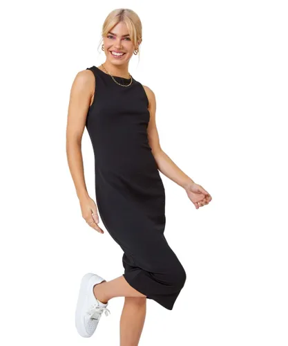 Dusk Womens Sleeveless Midi Stretch Dress - Black
