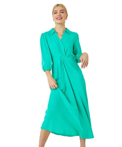 Dusk Womens Twist Front Maxi Shirt Dress - Green