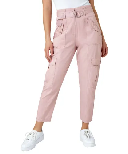Dusk Womens Utility Pocket Cargo Trousers - Pink