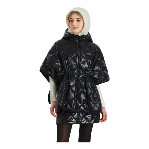 Duvetica , Black Diamond Quilted Down Poncho ,Black female, Sizes: