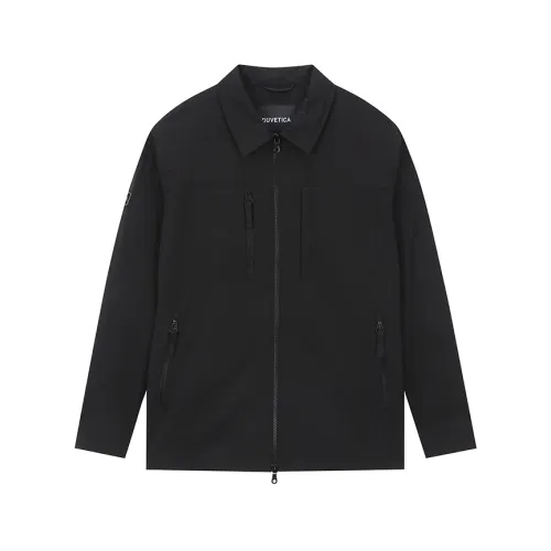 Duvetica , Black Stretch Cordura Windbreaker Jacket ,Black male, Sizes: