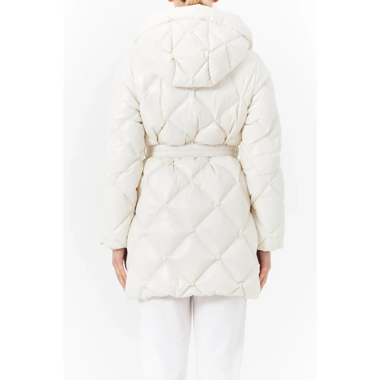 Duvetica , Light Beige Diamond-Quilted Long Down Jacket ,Beige female, Sizes: