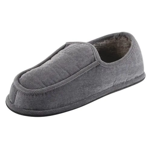 E G O Mens Cord Full Slippers With Soft Faux Fur Lining &
