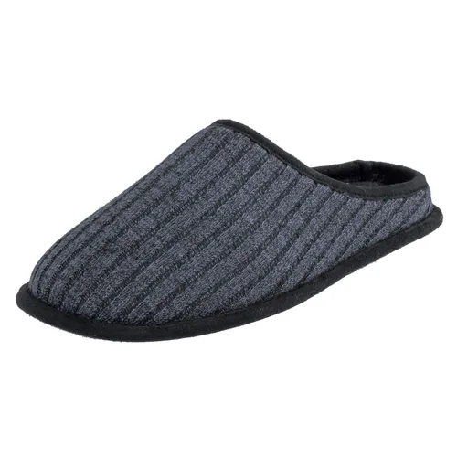 E G O Mens Slippers Mule Style Navy Ribbed Knitted Upper