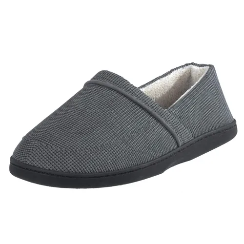 E G O Mens Slippers Traditional Style Grey Cord Fabric