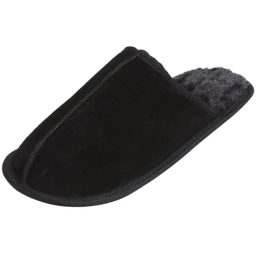 E G O Men's Snugg Suede Slip On Slippers Faux Fur Lining TP