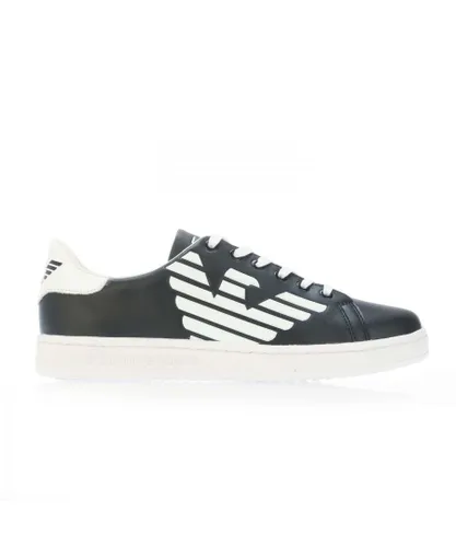 EA7 Boys Boy's Emporio Armani Juniors Classic Laced Trainers in Black Leather (archived)