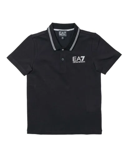 EA7 Boys Boy's Emporio Armani Juniors Core ID Polo Shirt in Black Cotton
