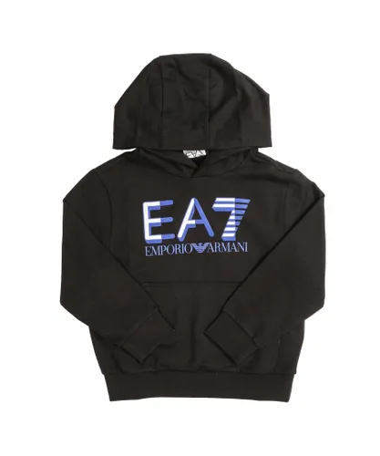EA7 Boys Boy's Emporio Armani Logo Series Hoody in Black Cotton