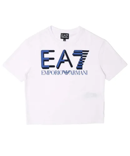 EA7 Boys Boy's Emporio Armani Logo Series T-Shirt in White Cotton