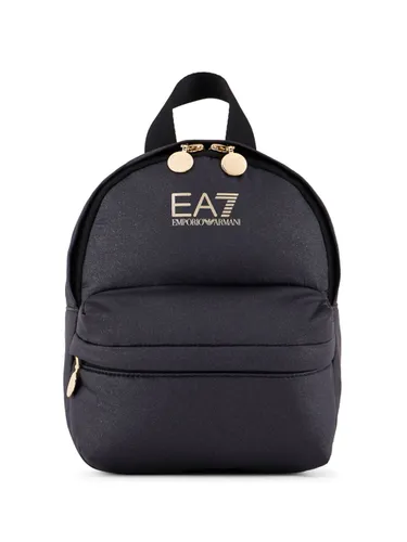 Ea7 Emporio Armani logo-print glitter backpack - Black