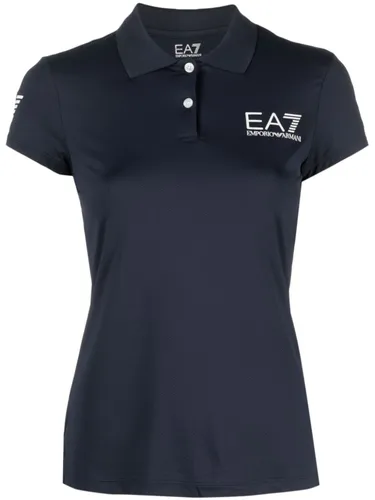 Ea7 Emporio Armani logo-print performance polo shirt - Blue