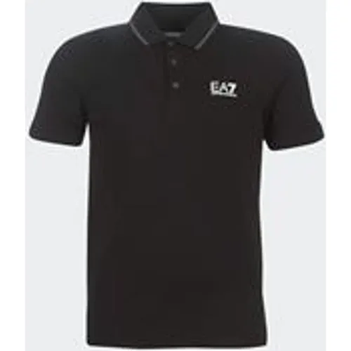 EA7 Emporio Armani Men's Collar Strip Polo Shirt in Black